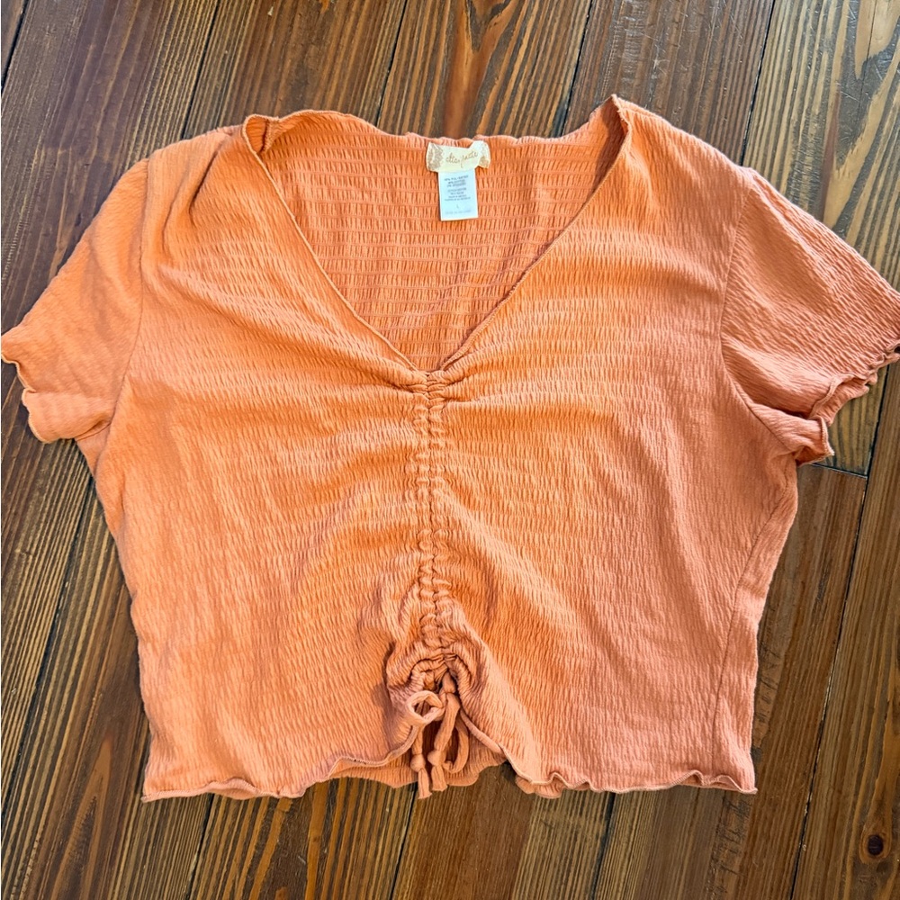 Altar'd State Tangerine Ruched Crop Top